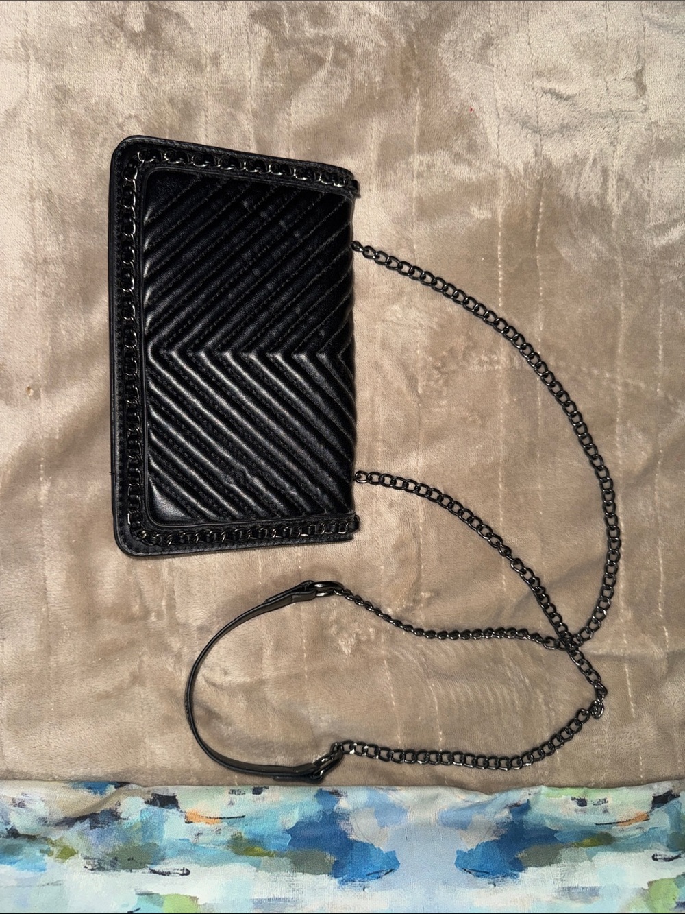 Black Quilted Crossbody Bag with Chain Strap